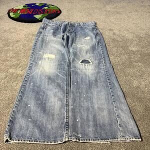 BLUE Y2K AMERICAN EAGLE ACID WASHED BAGGY JEANS😮‍💨